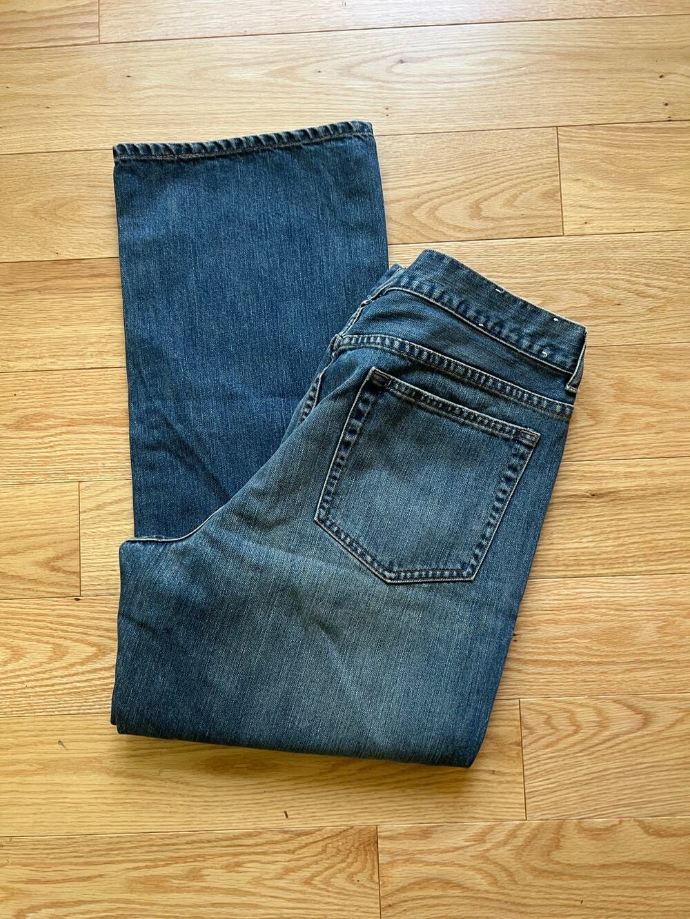 J. Crew 100% Cotton Jeans Relaxed Straight Cut Dark Wash Size 36 X 30 JJ